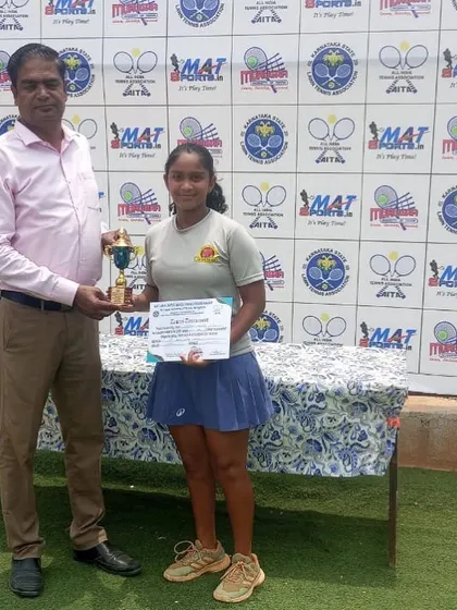A fantastic achievement for Eshita, winning the AITA SS U-14 Singles title. This picture captures her joy and the result of her consistent hard work and training.