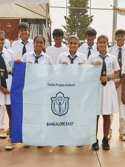 The proud team from Delhi Public School East, featuring many of our players, after their successful campaign at the CBSE Clusters South Zone competitions.