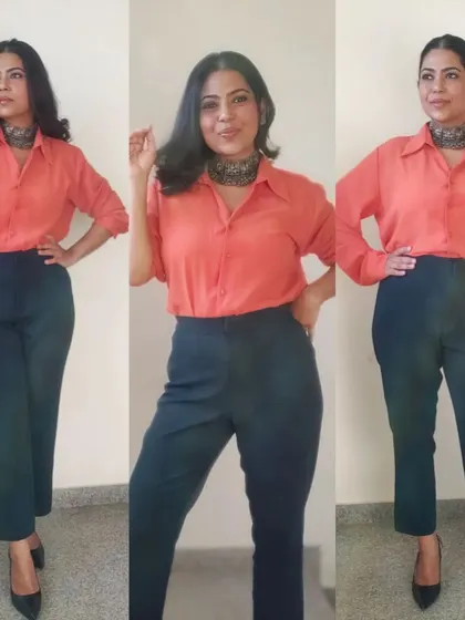Combining unexpected colors is a great way to get more out of your wardrobe at no cost. Here, I've paired a peach shirt with dark green trousers for a look that is both unique and sophisticated.