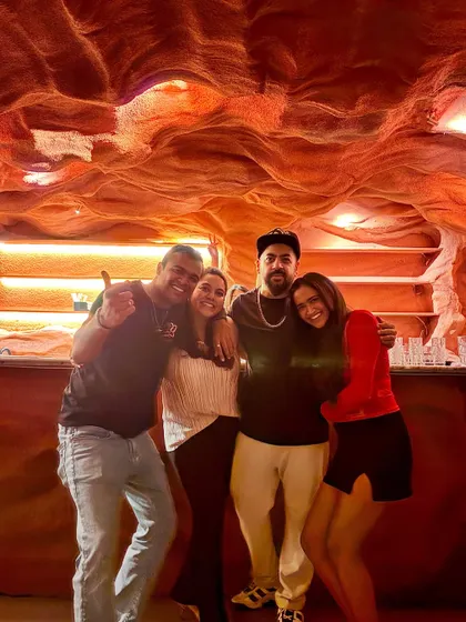 The whole crew together for a photo. The cave-like interior of Lumara makes for some unique and memorable snapshots.