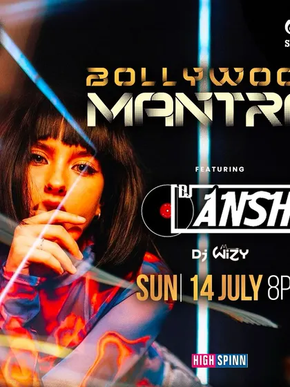 The poster for 'Bollywood Mantra' at Loft38, a popular Sunday night event in Indiranagar for desi music lovers.