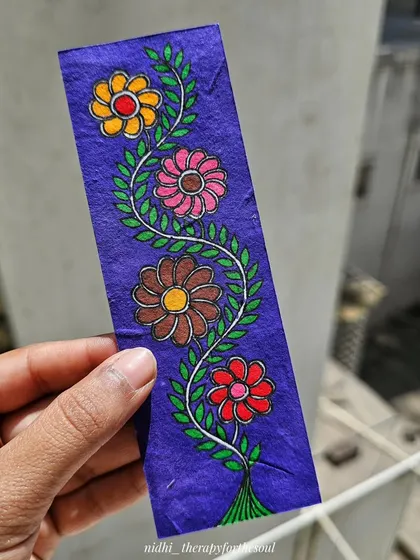 A beautiful floral vine design on a deep purple bookmark. These little pieces are how I got back into the groove of painting.