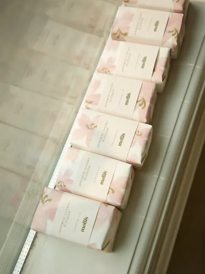 Another view of the beautifully wrapped soaps, ready to celebrate a new beginning.