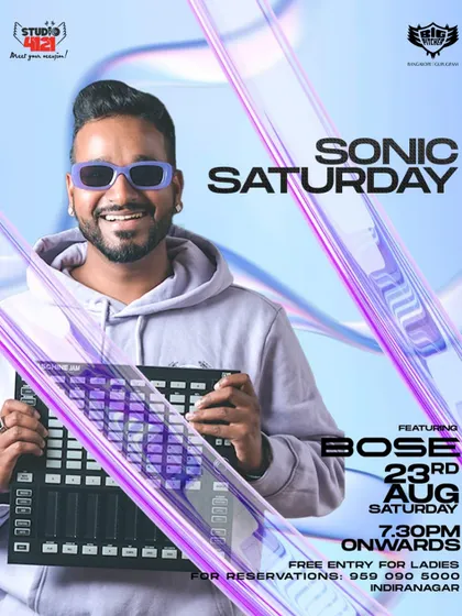 "Sonic Saturday" at Studio 4121. A futuristic vibe for a night of cutting-edge sounds.