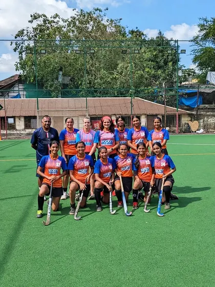 Our girls' team, looking confident and ready before their semi-final match. This photo captures the focus and determination that led them to a 4-2 victory.