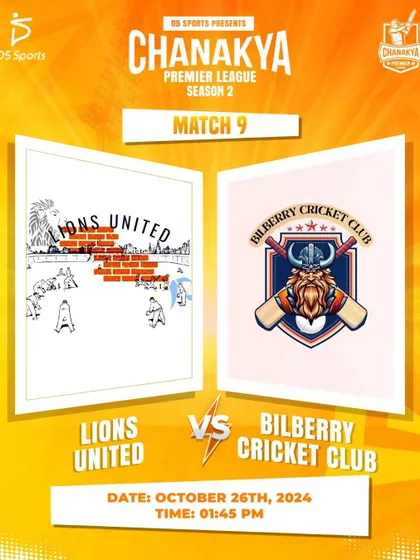 The upcoming match between Lions United and Bilberry Cricket Club.