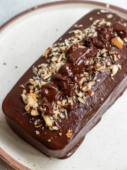 Fresh on the menu is this delicious and classic Marble Cake. It's covered in a rich chocolate ganache and topped with toasted almonds for a perfect crunch.