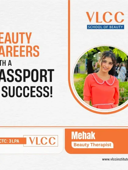 Mehak, one of our bright alumni, secured a position as a Beauty Therapist at VLCC itself. We are proud to see our students build successful careers within our own network and beyond.