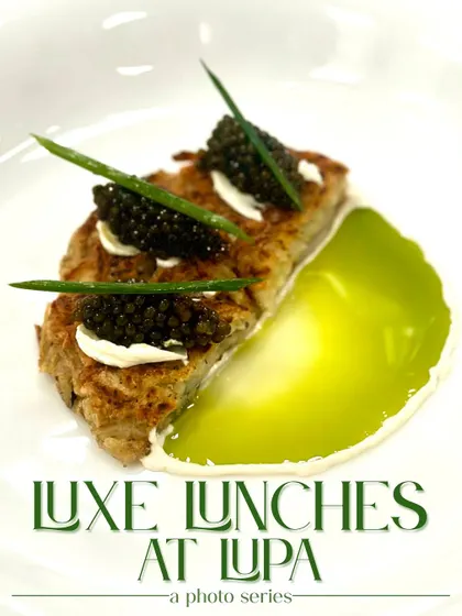 An example of the luxe lunches we serve. This beautifully plated dish features premium ingredients like caviar, showcasing that a midday meal can be just as indulgent as dinner.