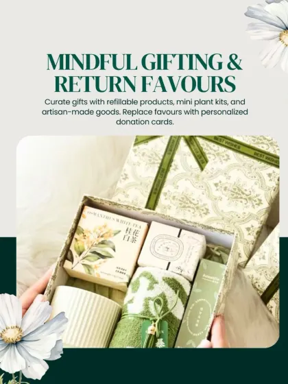 Mindful gifting and return favors are a beautiful trend. I can help you curate thoughtful, eco-friendly gifts like mini plant kits or artisan-made goods.