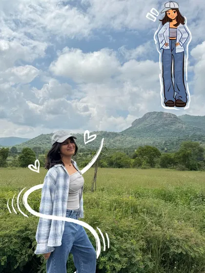 Taking my road trip outfit and turning it into a cute cartoon character. This is a great way to remember your travel looks.