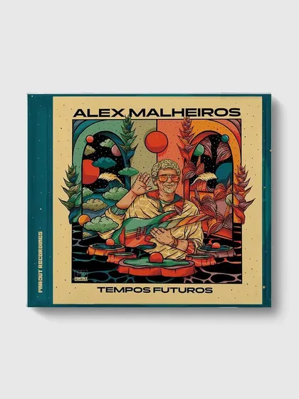 The CD packaging design for Alex Malheiros' 'Tempos Futuros.'