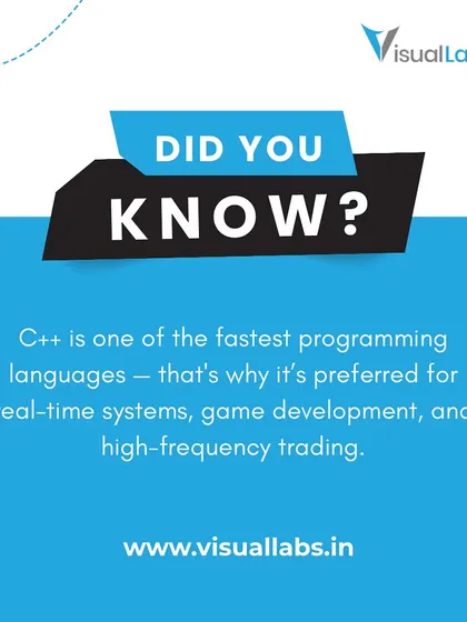 Did you know C++ is one of the fastest programming languages? Its speed makes it the preferred choice for performance-critical applications like games and trading systems.