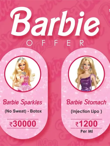 Our Barbie offers also include "Barbie Sparkles" with No-Sweat Botox for hyperhidrosis and "Barbie Stomach" with Injection Lipo for targeted fat reduction.