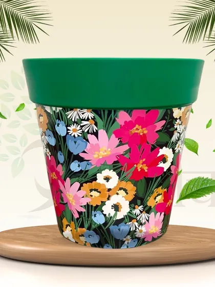 Brighten up any corner with this vibrant Libro Flower Print Planter. The colorful floral pattern on this 8-inch plastic pot is sure to make you smile.