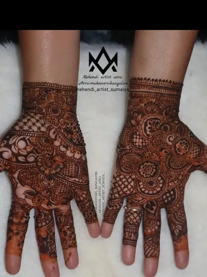 A more detailed and full mehendi design for Karva Chauth, for a richer and more festive look.