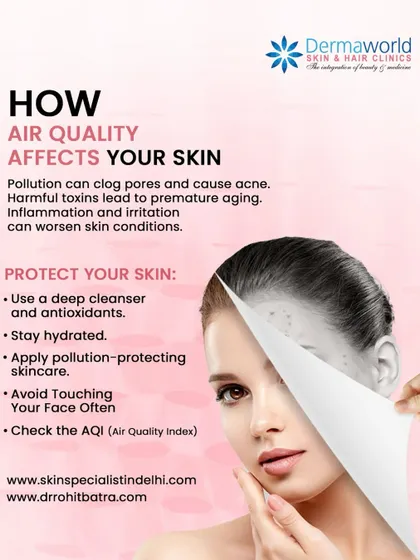 Air pollution can be very damaging to your skin, leading to clogged pores, premature aging, and worsening of conditions like acne. This infographic provides key tips to protect your skin, such as deep cleansing, staying hydrated, and using antioxidant skincare.