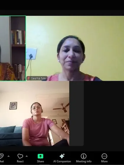 Here, participants engage in a discussion during the online workshop. Interactive sessions like this allow for personalized guidance and help create a supportive community where everyone feels comfortable asking questions.