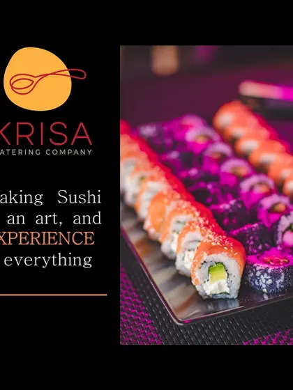 A platter of freshly rolled sushi, showcasing our expertise in this delicate art. Making sushi is an experience, and our live station allows guests to enjoy classics and signature rolls made with premium ingredients.