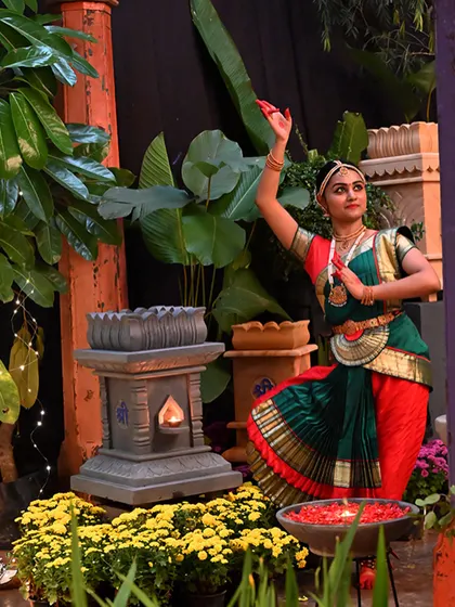 Welcome Goddess Lakshmi with our handcrafted natural stone Tulasi Brindavan. This sacred planter for the holy basil plant is available in various sizes and materials to suit a courtyard, garden, or balcony.