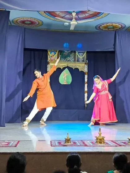 A duet performance by our students at the Bhaala Narthanam children's festival. They are performing a piece that showcases their synchronization and stage presence.