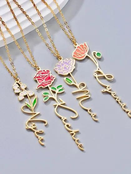 My personalized enamel name necklaces are so delicate and beautiful. Each one is custom-made with a birth flower corresponding to the name, creating a truly unique piece of jewelry.