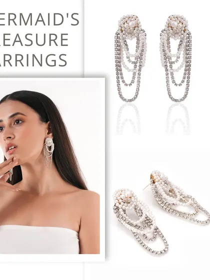 Inspired by the ocean, the Mermaid's Treasure Earrings combine pearls and crystal chains for a truly magical effect.