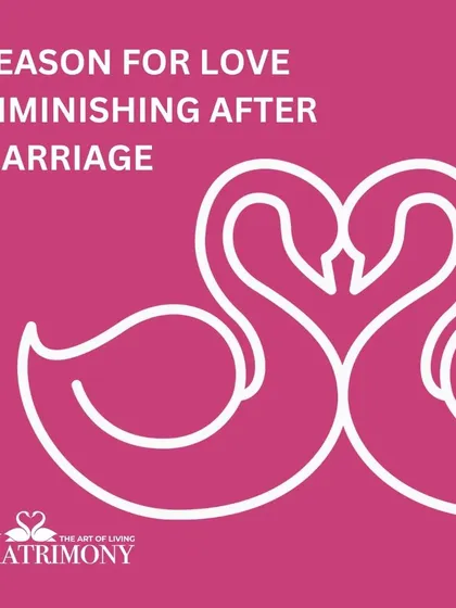 This graphic introduces a common question: why does love seem to fade after marriage? It sets the stage for Gurudev's wisdom on shifting from a mindset of taking to one of giving.