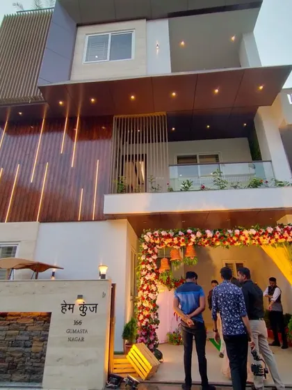 The beautiful exterior of a new smart home in Indore, powered by our automation solutions. I work to ensure that the technology inside is as stunning as the architecture outside.