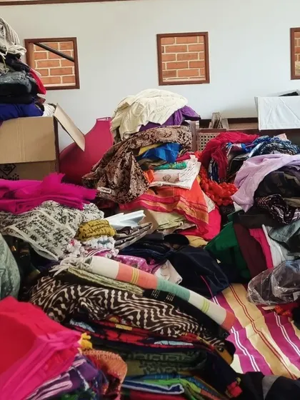 This series of images shows the different stages of a home setup. It starts with decluttering piles of sarees and clothes and ends with beautifully organized, functional wardrobes.