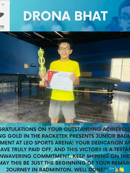 Congratulations to Dronaa Bhat on winning gold. His dedication and hard work have truly paid off, and this victory is a testament to his commitment.