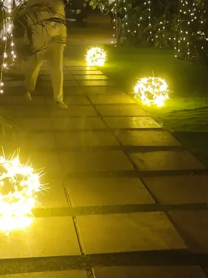 As night falls, our pathways are lit with glowing orbs, creating an enchanting and magical atmosphere for an evening stroll through the resort.