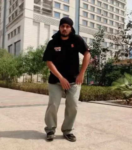 A photo of me dancing outdoors. This is part of a feature on my journey and my contribution to the Indian hip-hop scene.