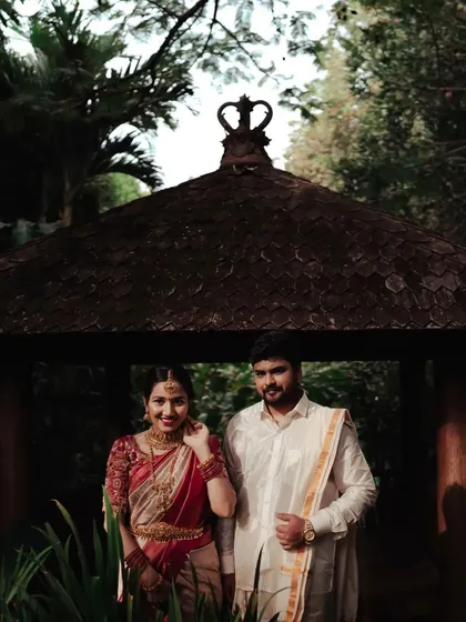 An extensive collection from a post-wedding shoot at the Livingreen Studio. Each image captures the couple's loving connection in a serene, natural environment.