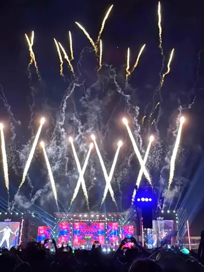 A spectacular fireworks display during the DSP concert. We coordinate with all production teams to ensure our stage and venue construction can accommodate every element of the show.