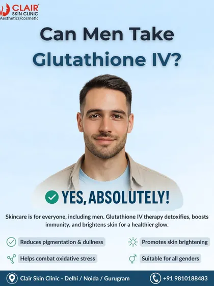 Yes, men can absolutely benefit from Glutathione IV therapy. It's a great solution for anyone looking to reduce pigmentation and dullness, promote skin brightening, and achieve a healthier glow.