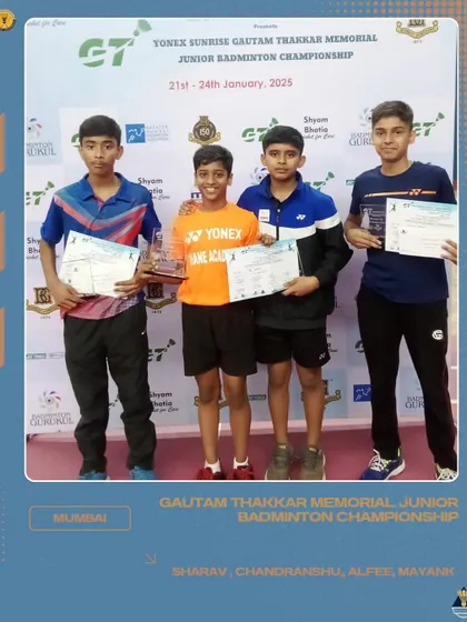 Our young players being felicitated by the legendary cricketer Mr. Sunil Gavaskar at the Gautam Thakkar Junior State Open.