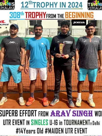 Aray Singh winning a UTR event in singles U-16 at just 14 years old.