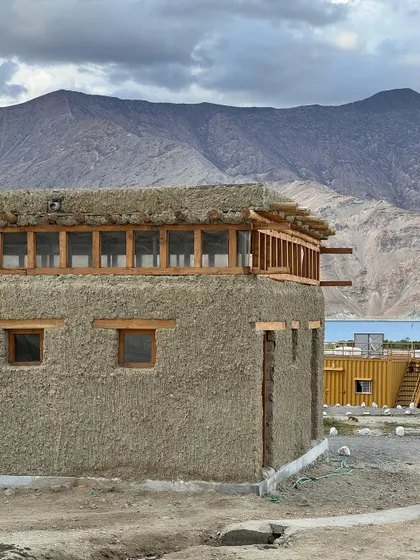 The textures of Ladakh, captured during a recent trip. The raw, layered construction of this mud and stone building is a powerful example of architecture rooted in its landscape and local materials.