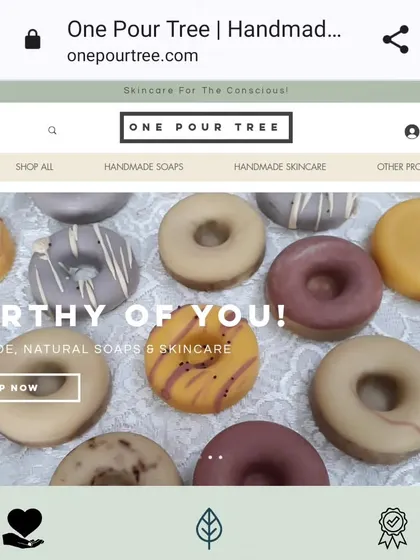 A screenshot of my website, where you can shop all my handmade, natural soaps and skincare products.
