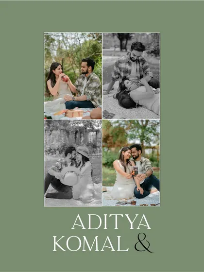A personalized collage from a picnic shoot, blending color and black and white images for an artistic, scrapbook feel.