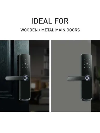 The Morphy Eco smart lock is ideal for both wooden and metal main doors. Its universal handle and versatile features make it a great fit for a variety of home styles.
