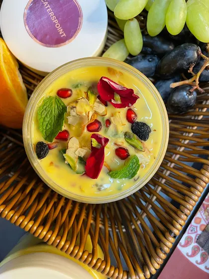 Our special Janmashtami menu includes this delicious fruit custard, a perfect vrat-friendly dish to celebrate the birth of Lord Krishna.