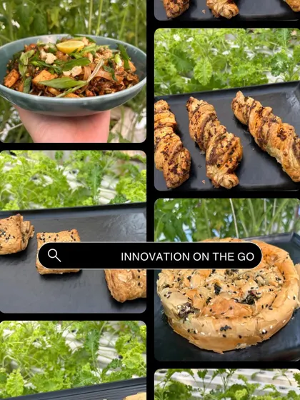 Being an innovator in the food industry is no easy feat. This collage shows photos from our latest kitchen trials, where we experiment with new breads and dishes.