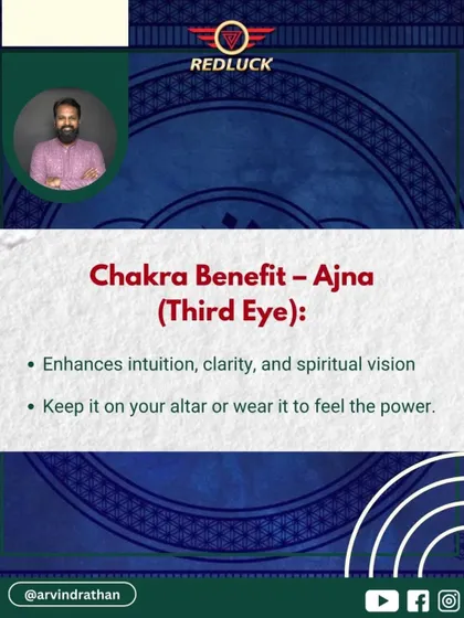 The primary chakra benefit of the 16-Mukhi Rudraksha is its effect on the Ajna (Third Eye). It enhances intuition, clarity, and spiritual vision, allowing you to see your path with divine precision.