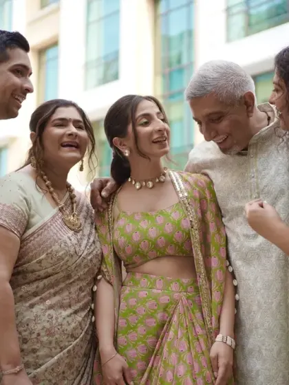 A candid family moment filled with laughter and happiness.