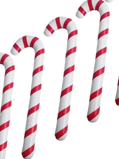 These large inflatable candy cane sticks are a fun prop for Christmas photos or as part of your holiday decor. They are lightweight and easy to set up.