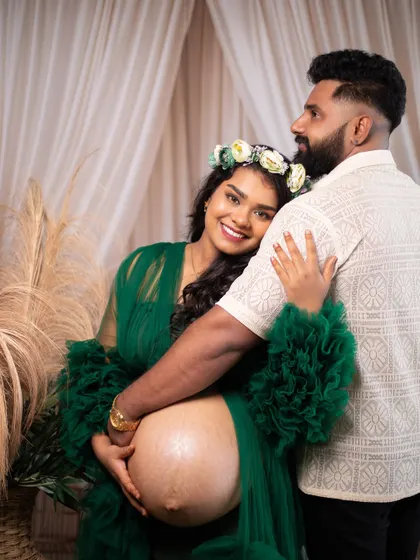 A loving embrace from behind, this pose is perfect for creating a sense of warmth, protection, and shared joy.