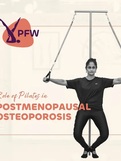 Pilates plays a vital role in managing postmenopausal osteoporosis. This image shows a client using the tower system, which provides resistance to help build strength and support bone health safely.