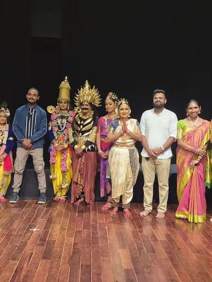 The complete cast and crew of our "KRISHNA" production. It takes a dedicated team of artists, musicians, and technicians to bring these stories to the stage. We are a family united by our passion for classical dance.